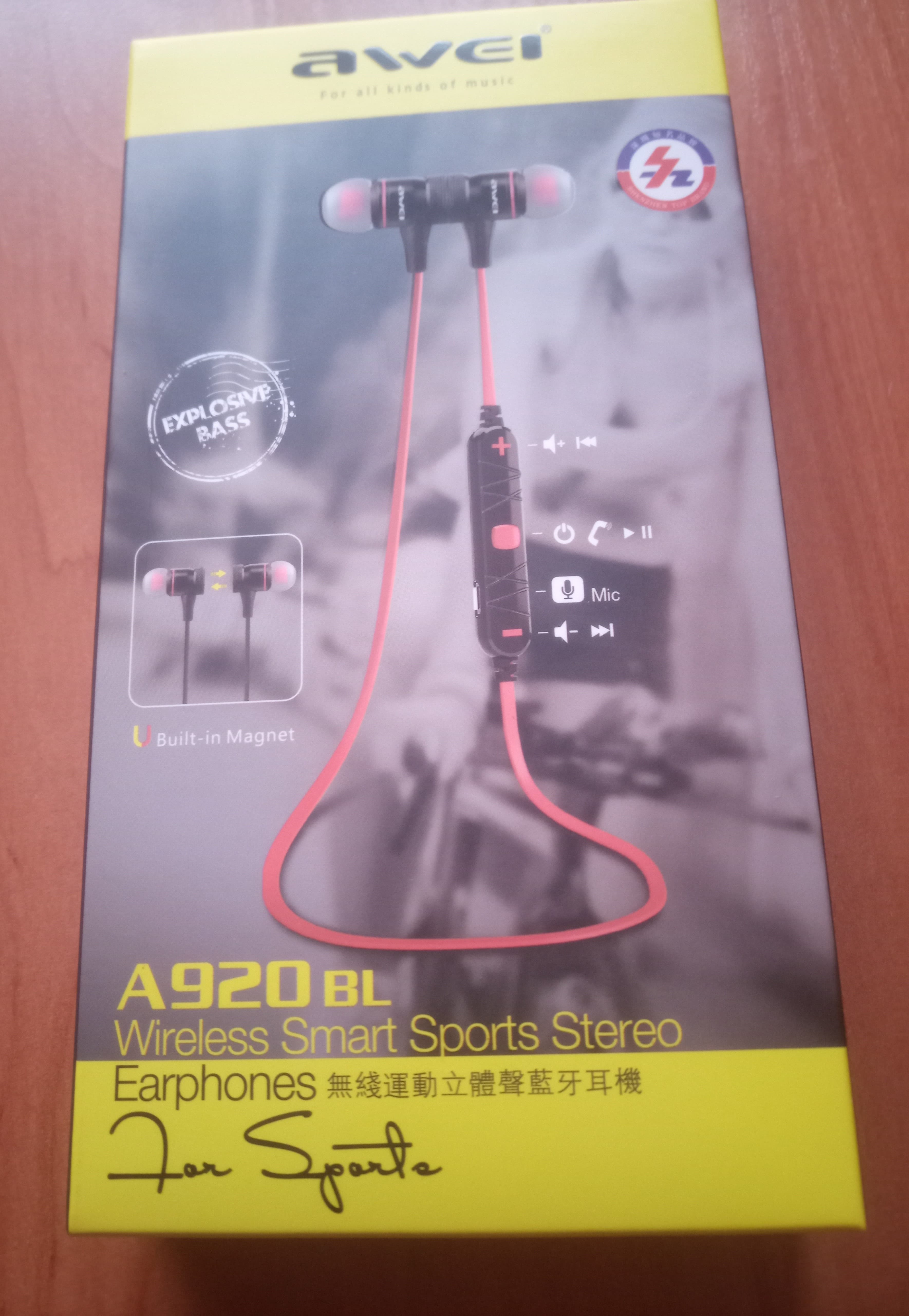 AWEI słuchawki sportowe Bluetooth A920BL czarny black magnetyczne – zdjęcie 1